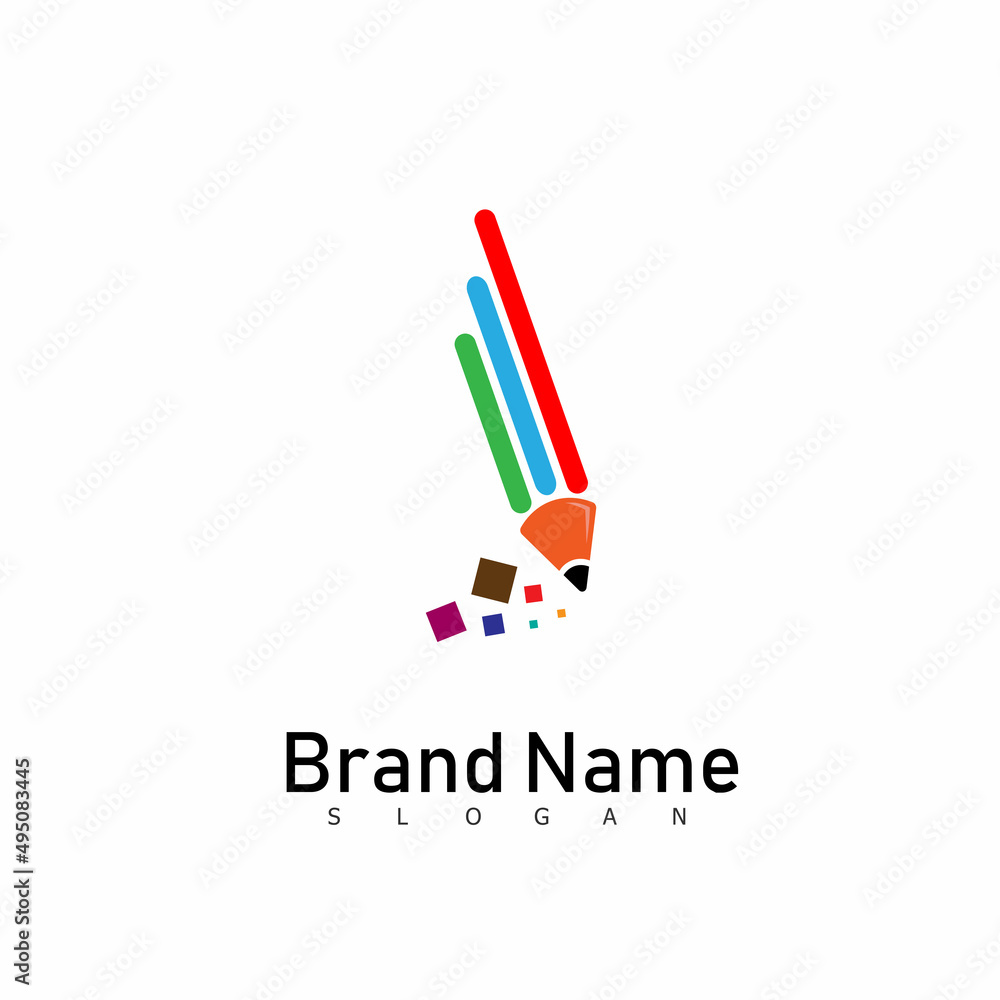 Obraz premium pencil logo design vector icon modern