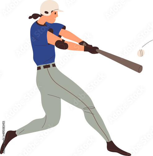 Female Baseball Player Cartoon Illustration