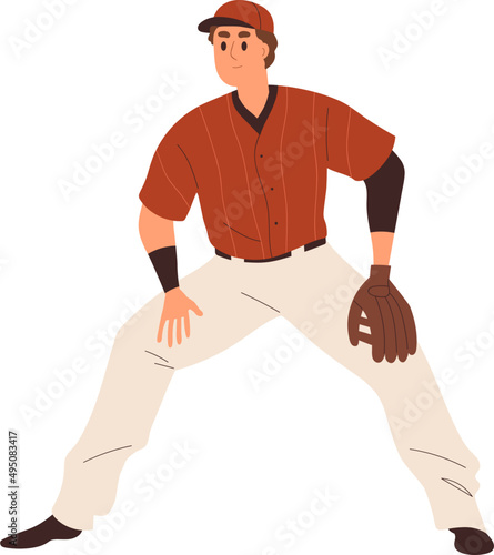 Baseball Player Catcher Cartoon Illustration