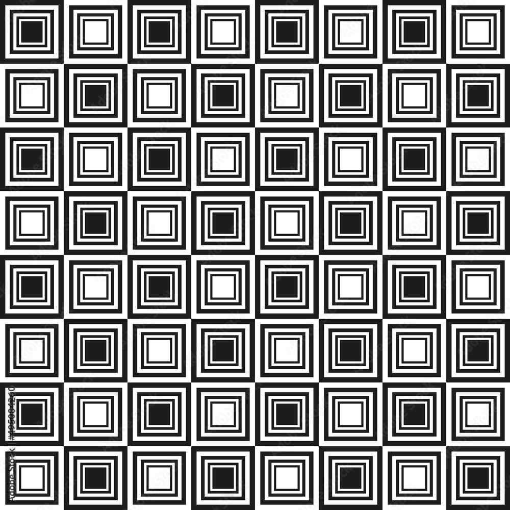 Checkerboard tiles from black and white cells. Inside one cell there is another. Checkerboard tiles from black and white cells. Inside one cell there is another.