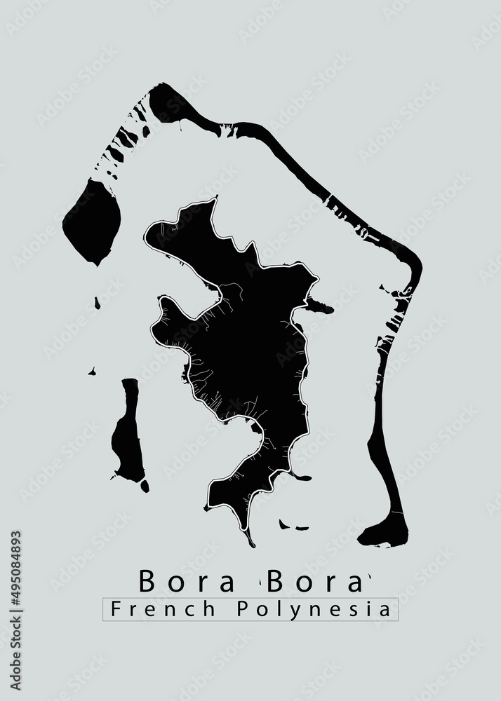 Bora Bora French Polynesia Island Map Bora Bora French Polynesia Island Map