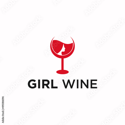 wine girl logo or glass logo