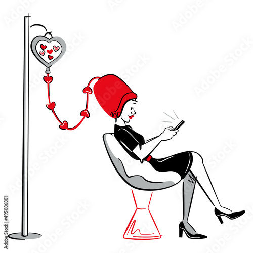 women addicted to likes and smiley faces