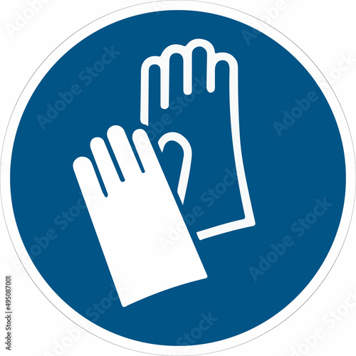 señal, iso-m009, sb012, uso obligatorio de guantes de protección, obligatorio, guantes, señal, pictograma, vector, circulo, señal, imagen, indicar, protección, anuncio, aviso, señalética, pictograma photo