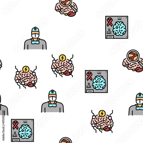 Neurosurgery Medical Treatment Vector Seamless Pattern Thin Line Illustration