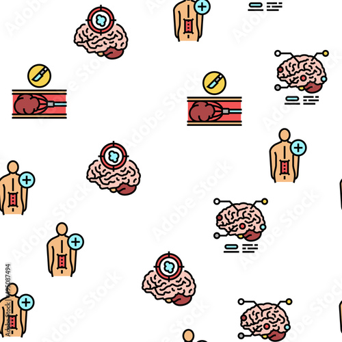 Neurosurgery Medical Treatment Vector Seamless Pattern Thin Line Illustration