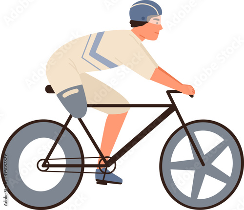 Paralympic Athlete Ride on Bike Cartoon Illustration