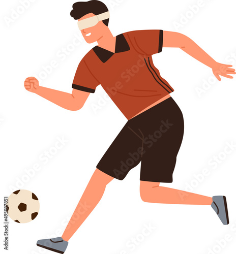 Paralympic Athlete Playing Soccer Cartoon Illustration