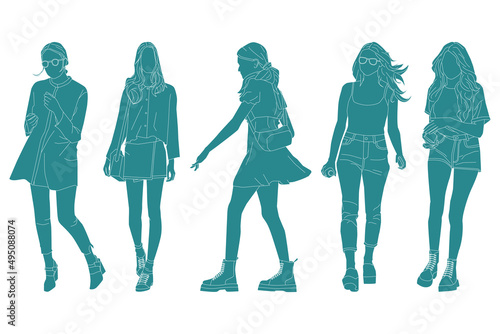 Vector illustration of casual women bundle