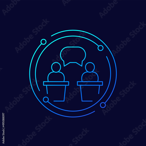 debate or dispute icon, linear design