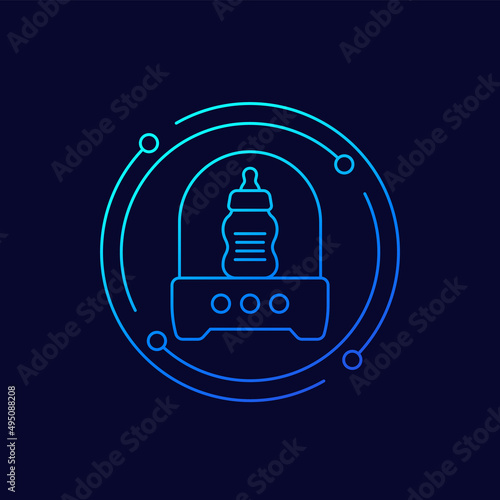 Baby bottle sterilizer icon, linear design