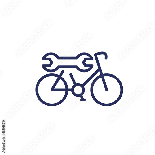 bicycle, bike repair service line icon