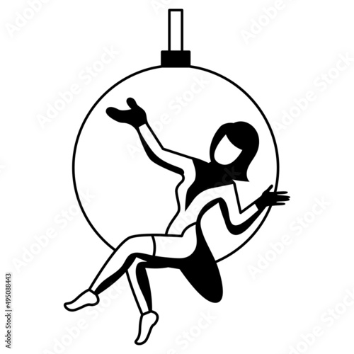 Acrobat Ring performer Vector Icon Design, Circus characters Symbol, Carnival performer Sign, Festival troupe Stock illustration, Gymnast on a ring in circus under a dome Concept,