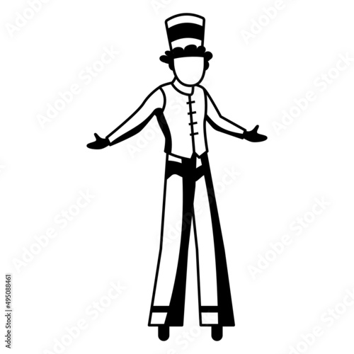 moko jumbie Vector Icon Design, Circus characters Symbol, Carnival performer Sign, Festival troupe Stock illustration, stilt walkers Concept, 