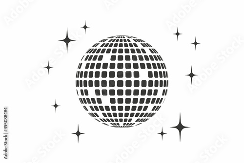 Disco ball Vector icon Disco ball Vector icon Disco ball Vector icon. Party. Dj. Night Club. Mirror glitter disco ball.