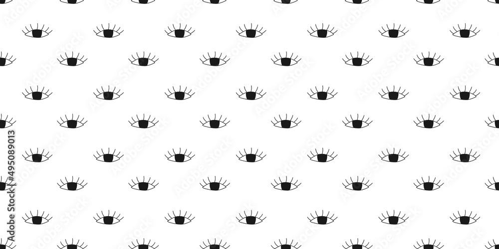 Seamless pattern with doodle eyes. Hand drawn eyes print for clothes, linens, wallpapers or wrapping paper. Sketch background. Flat vector template