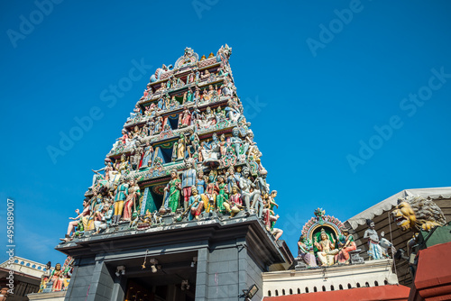 The Sri Mariamman Hindu Temple Chinatown in Singapore. Landmark religion travel in Asia concept. photo