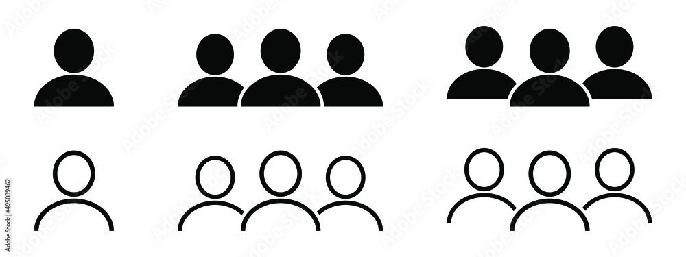 User icon and people line icon, team icon, group icon, outline and ...