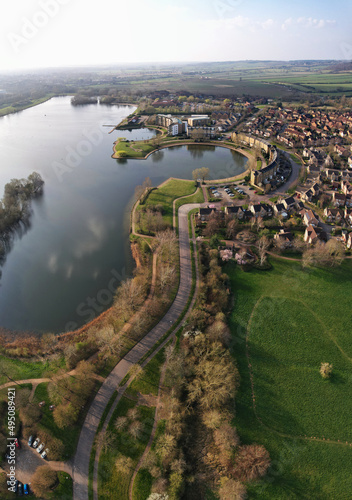 Best View of Caldecott Lake of England (Panoramic View of caldecotte lake) drone footage photo