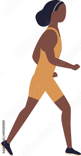 Black Female Runner Cartoon Illustration