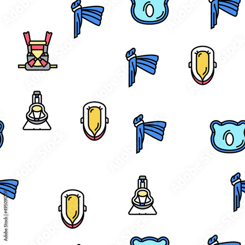 Baby Accessories And Equipment Vector Seamless Pattern Thin Line Illustration