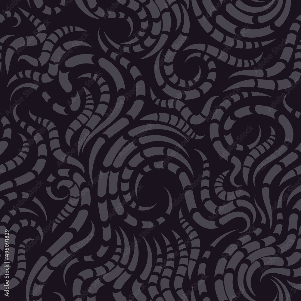 Seamless pattern in monochrome color with curve brushes strokes Seamless pattern in monochrome color with curve brushes strokes