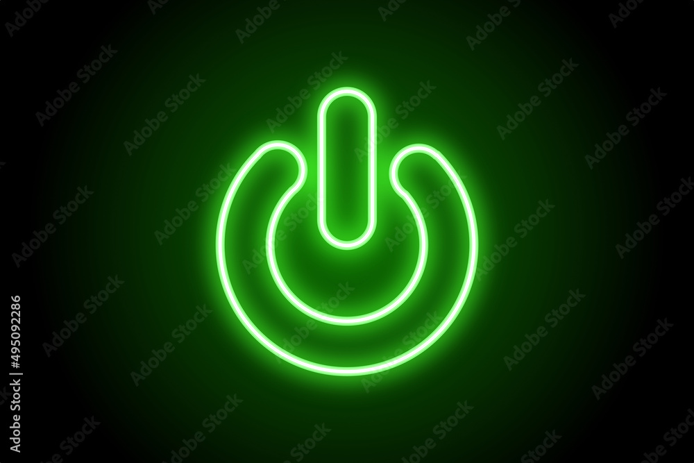 Neon green power button on off switch 
