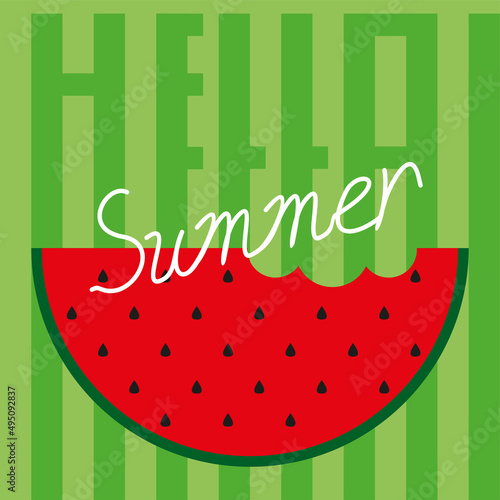 watermelon slice on a green background