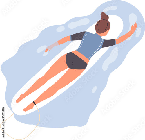 Female Professional Surfer Cartoon Illustration