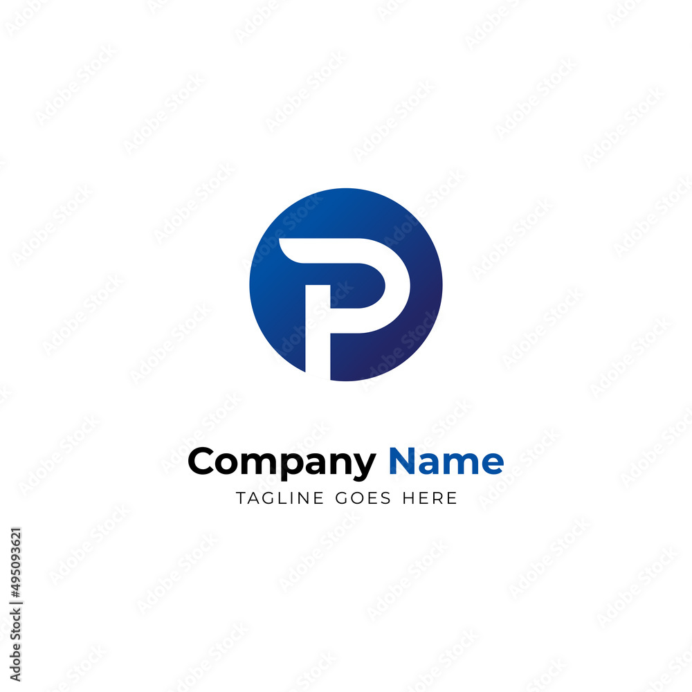 Simple Letter P Logo Design on Blue Circle Shape, Modern P Logo Inspiration Template Vector Simple Letter P Logo Design on Blue Circle Shape, Modern P Logo Inspiration Template Vector