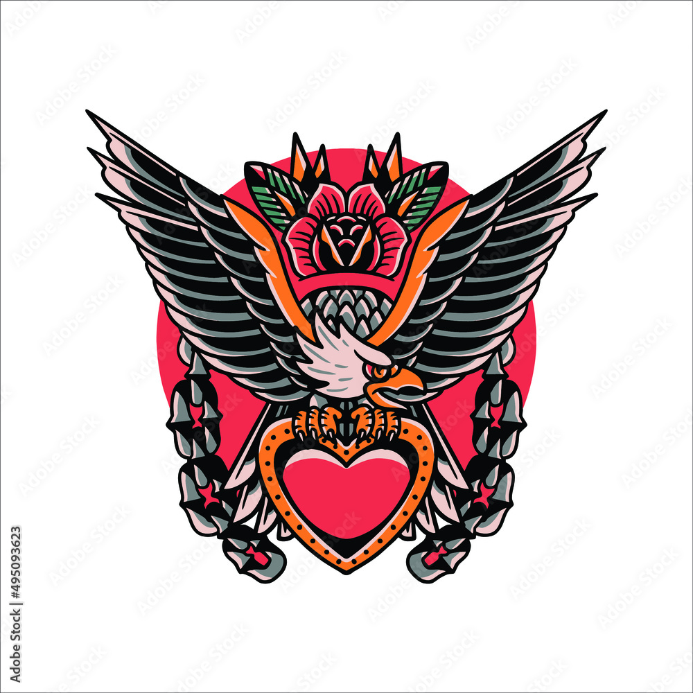Fototapeta premium eagle tattoo vector design