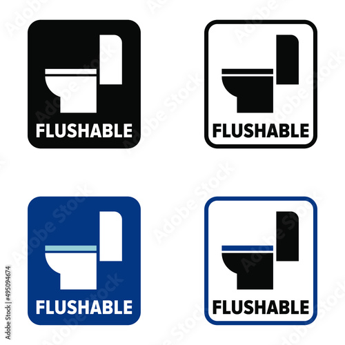 "Flushable" property vector information sign