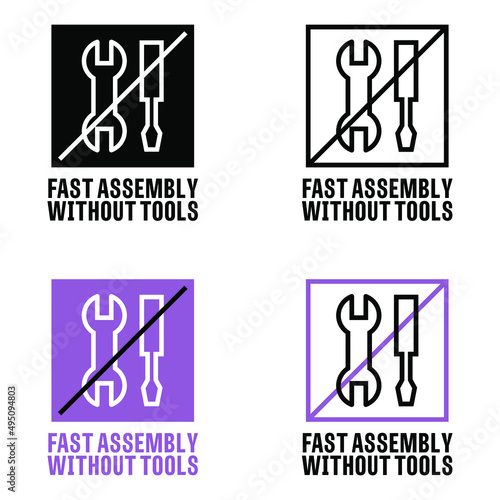 "Fast Assembly Without Tools" vector information sign