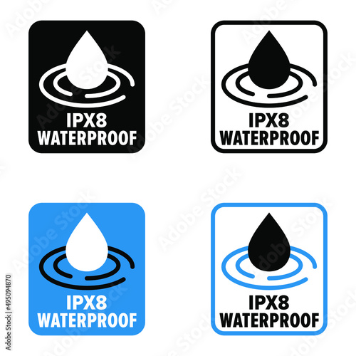 "IPX8 Waterproof" vector information sign
