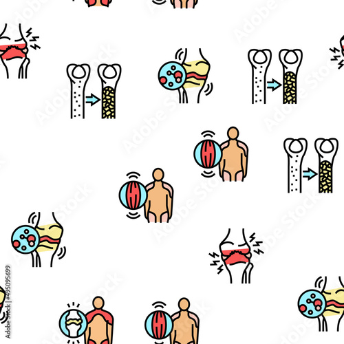 Rheumatology Disease Problem Vector Seamless Pattern Thin Line Illustration