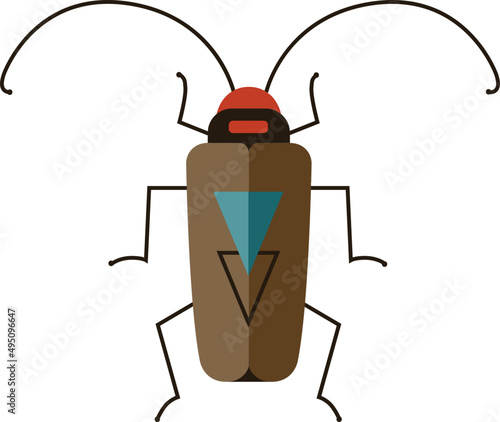 Beetle with AntennasColored Illustration