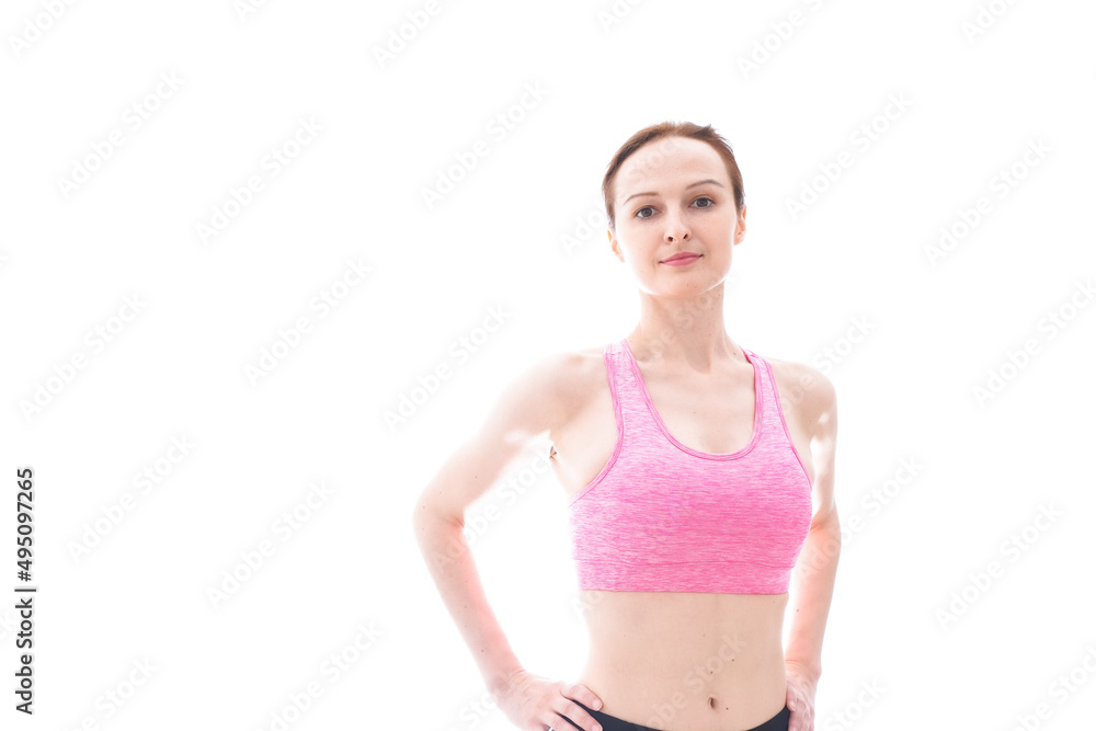 ダイエットをするスポーツウェアを着た若い女性 ダイエットをするスポーツウェアを着た若い女性