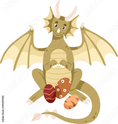 Adorable Baby Dragon Childish Cartoon Illustration