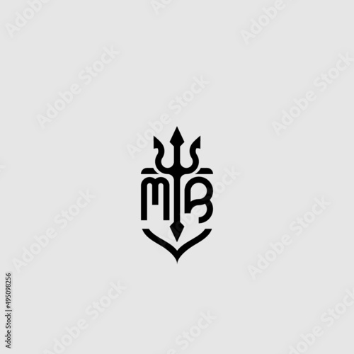 MB trident ocean retro initial logo concept