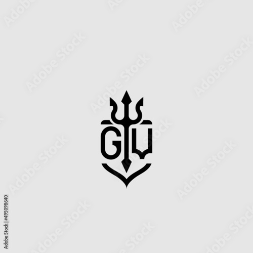 GV trident ocean retro initial logo concept
