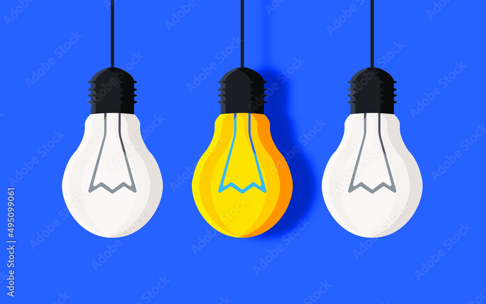 Image idea for thinking concept in modern style. Suspended ceiling lamp on a blue background for interior design and decoration. vector Image idea for thinking concept in modern style. Suspended ceiling lamp on a blue background for interior design and decoration. vector