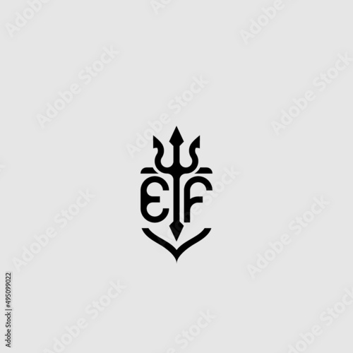EF trident ocean retro initial logo concept