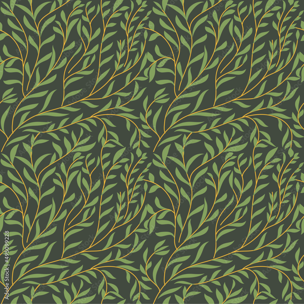 Green Foliage pattern. Ditsy style. A Pattern for print, wallpaper, fabric, cushion, bedding, and much more Green Foliage pattern. Ditsy style. A Pattern for print, wallpaper, fabric, cushion, bedding, and much more