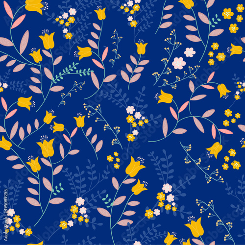 Spring Floral pattern. Ditsy style. A Pattern for print, wallpaper, fabric, cushion, bedding, and much more