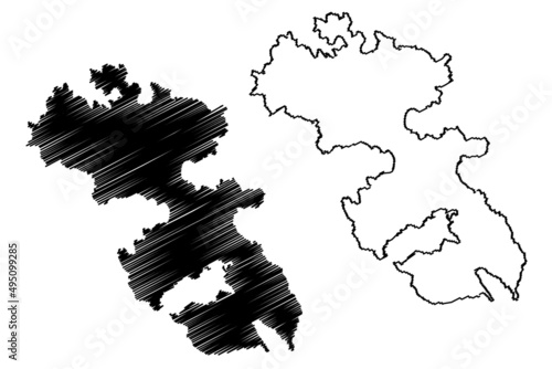 Leros island (Hellenic Republic, Greece, Greek island, Aegean Sea) map vector illustration, scribble sketch Leros map
