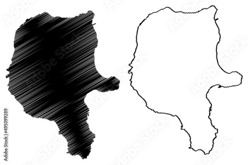 Lipari (Aeolian Islands, Italian Republic, Italy) map vector illustration, scribble sketch Lipari map