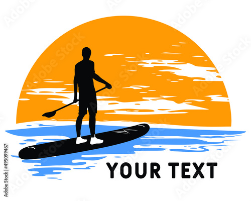 Design for apparel with SUP board paddler vector
