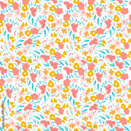 Spring Floral pattern. Ditsy style. A Pattern for print, wallpaper, fabric, cushion, bedding, and much more © Maratussolehah