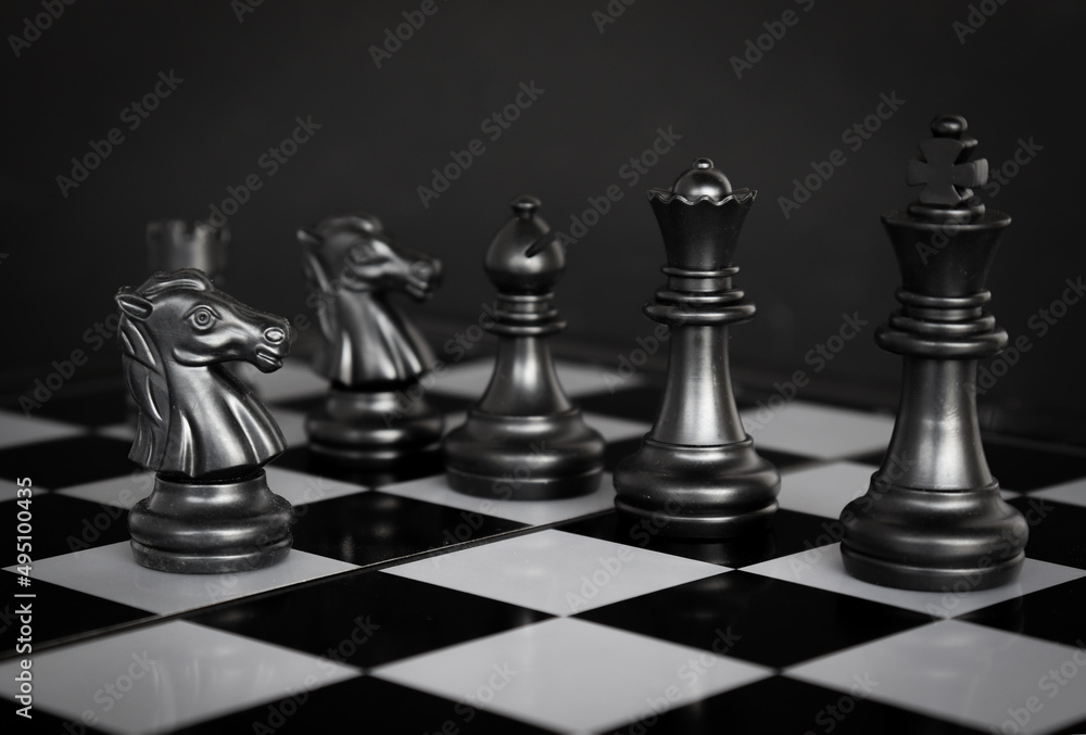 concept chess board game black. planning and decision making business leader concept. Selective focus. concept chess board game black. planning and decision making business leader concept. Selective focus.