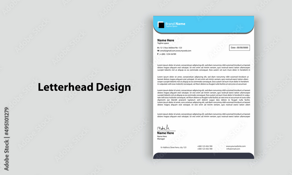 Obraz premium Corporate Business Letterhead Design Template, Black Abstract Letterhead Design, Letterhead Template, vector